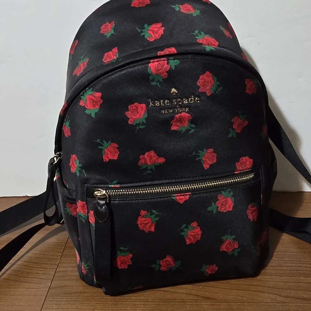 Kate Spade Floral Black and Red Backpack